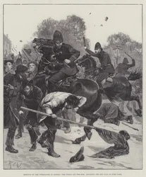 Meetings of the Unemployed in London, the Police and the Mob, Lowering the Red Flag in Hyde Park
